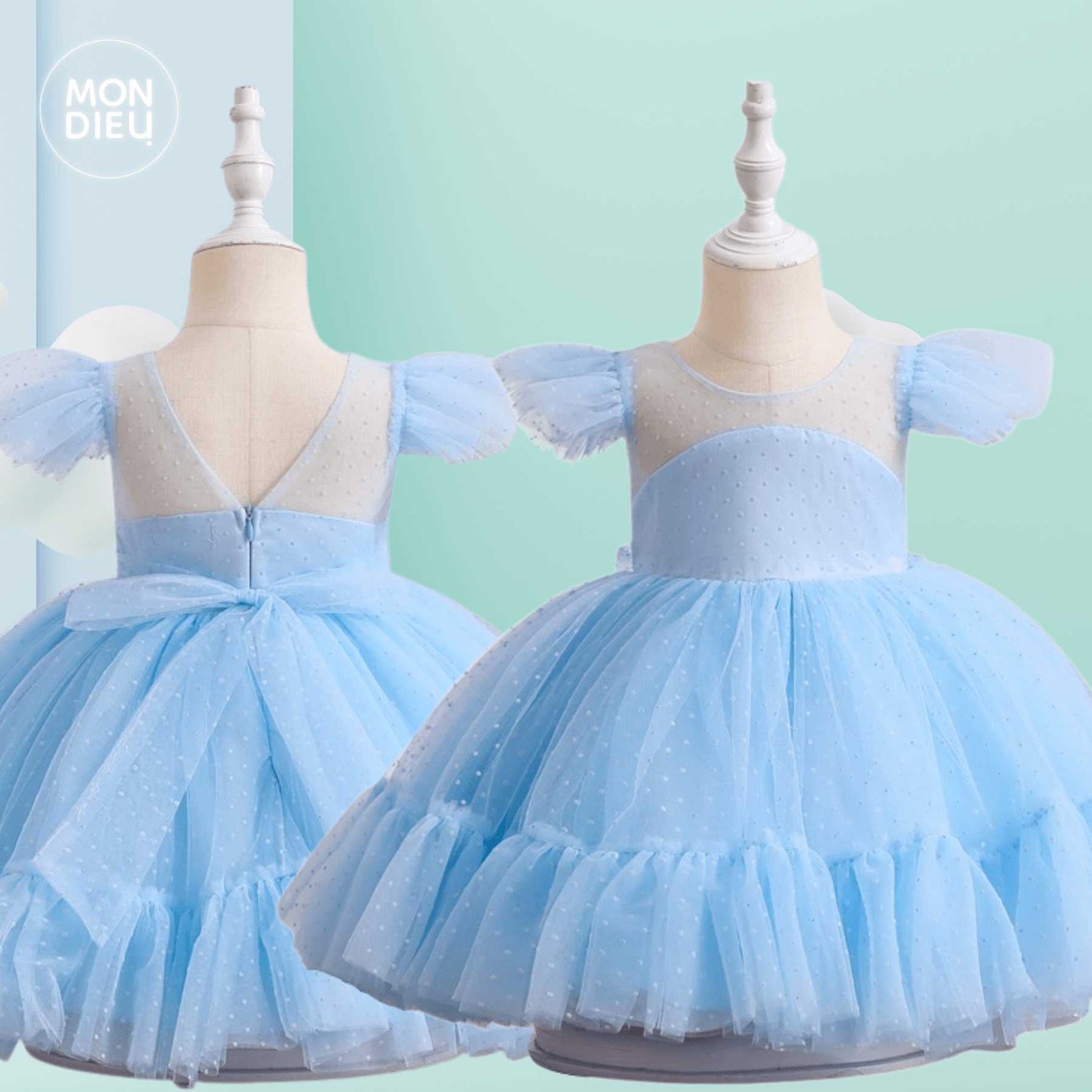 Vestido Lucy color Azul para niñas Mon Dieu!