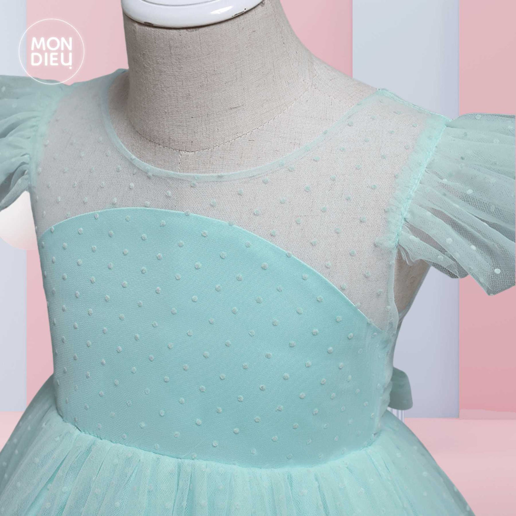 Vestido Lucy color verde para niñas Mon Dieu!