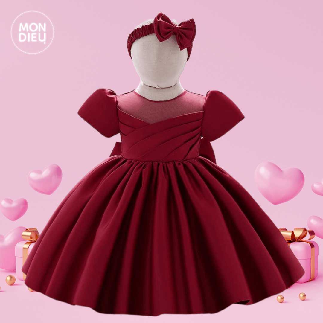 Vestido Madison color rojo para niñas Mon Dieu!