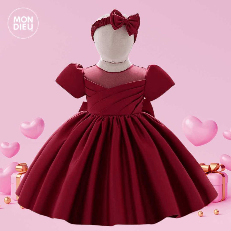 Vestido Madison color rojo para niñas Mon Dieu!