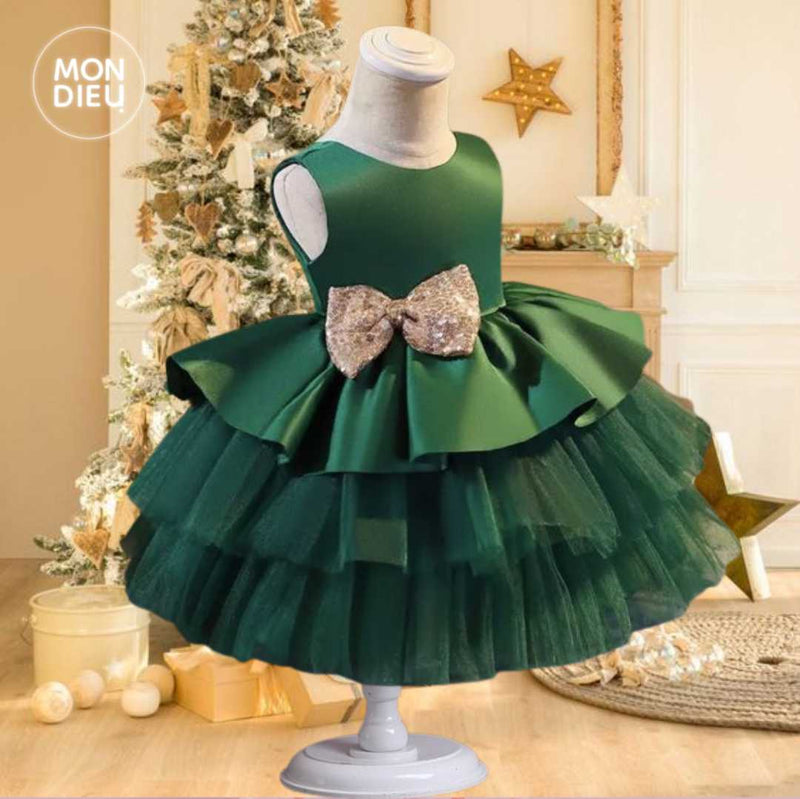 Vestido Mireya color verde para niñas Mon Dieu!