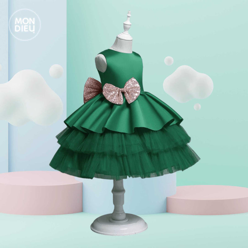 Vestido Mireya color verde para niñas Mon Dieu!