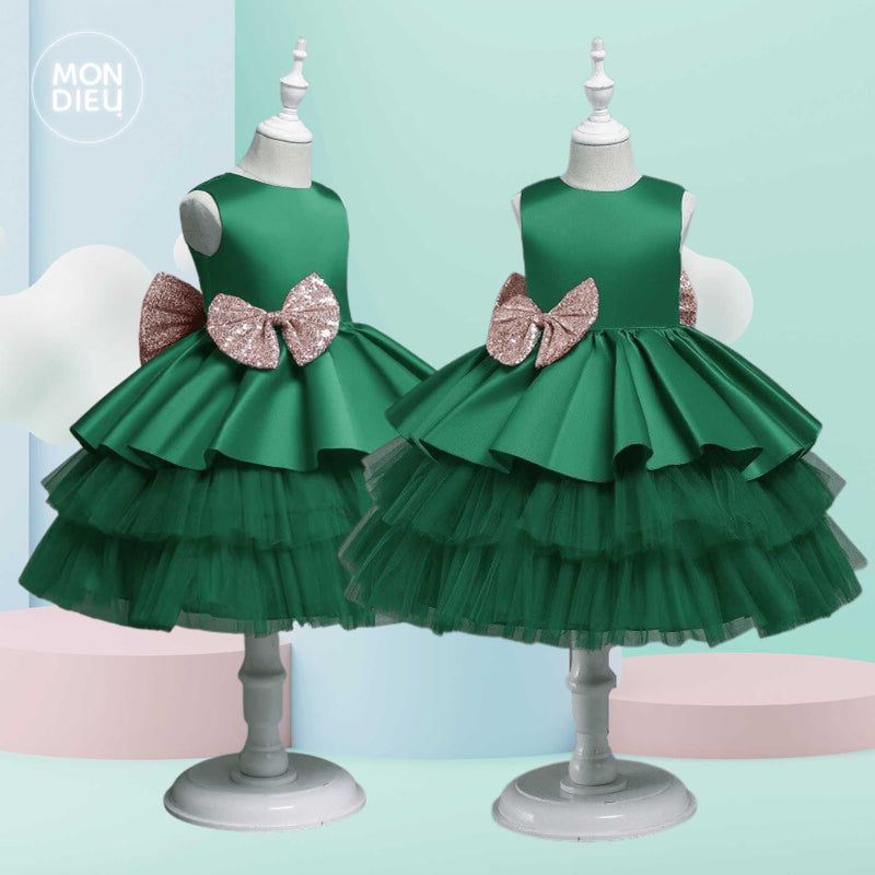Vestido Mireya color verde para niñas Mon Dieu!
