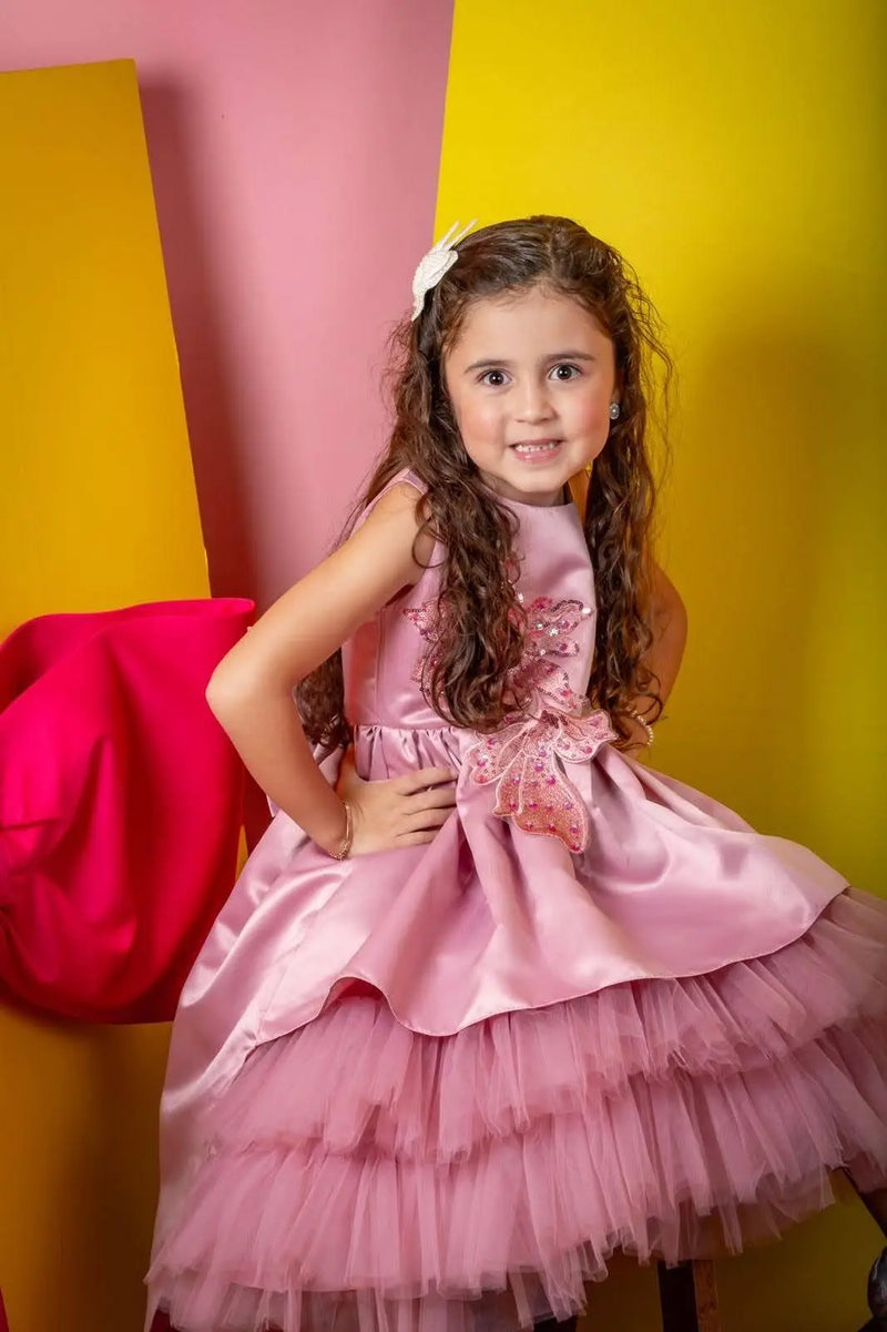 Vestido Noemi color rosa para niñas Mon Dieu!