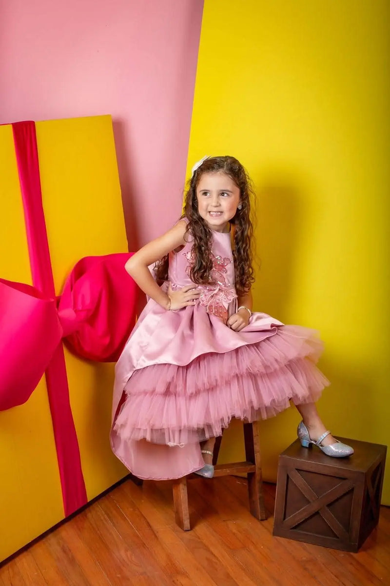 Vestido Noemi color rosa para niñas Mon Dieu!