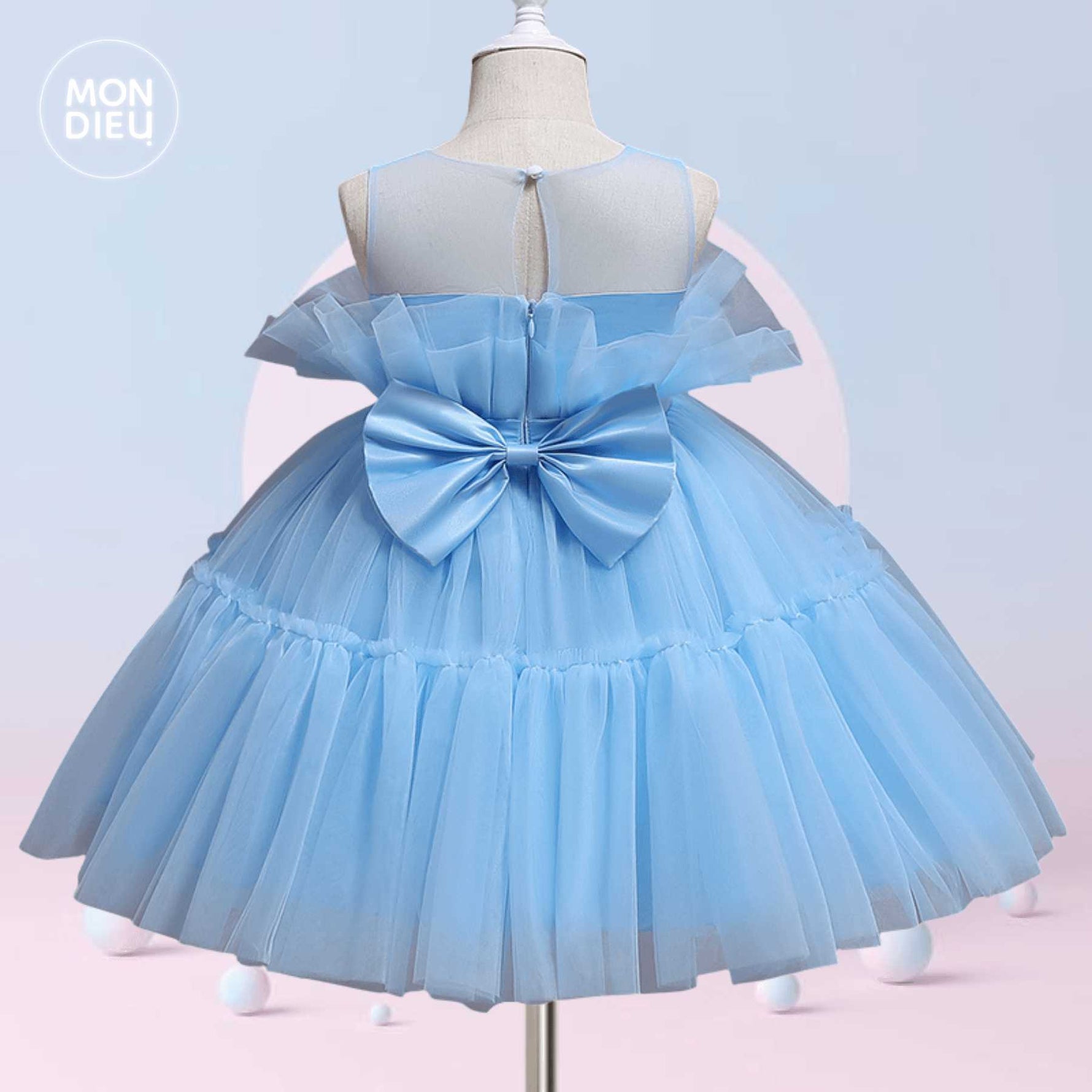 Vestido Odette color azul para niñas Mon Dieu!