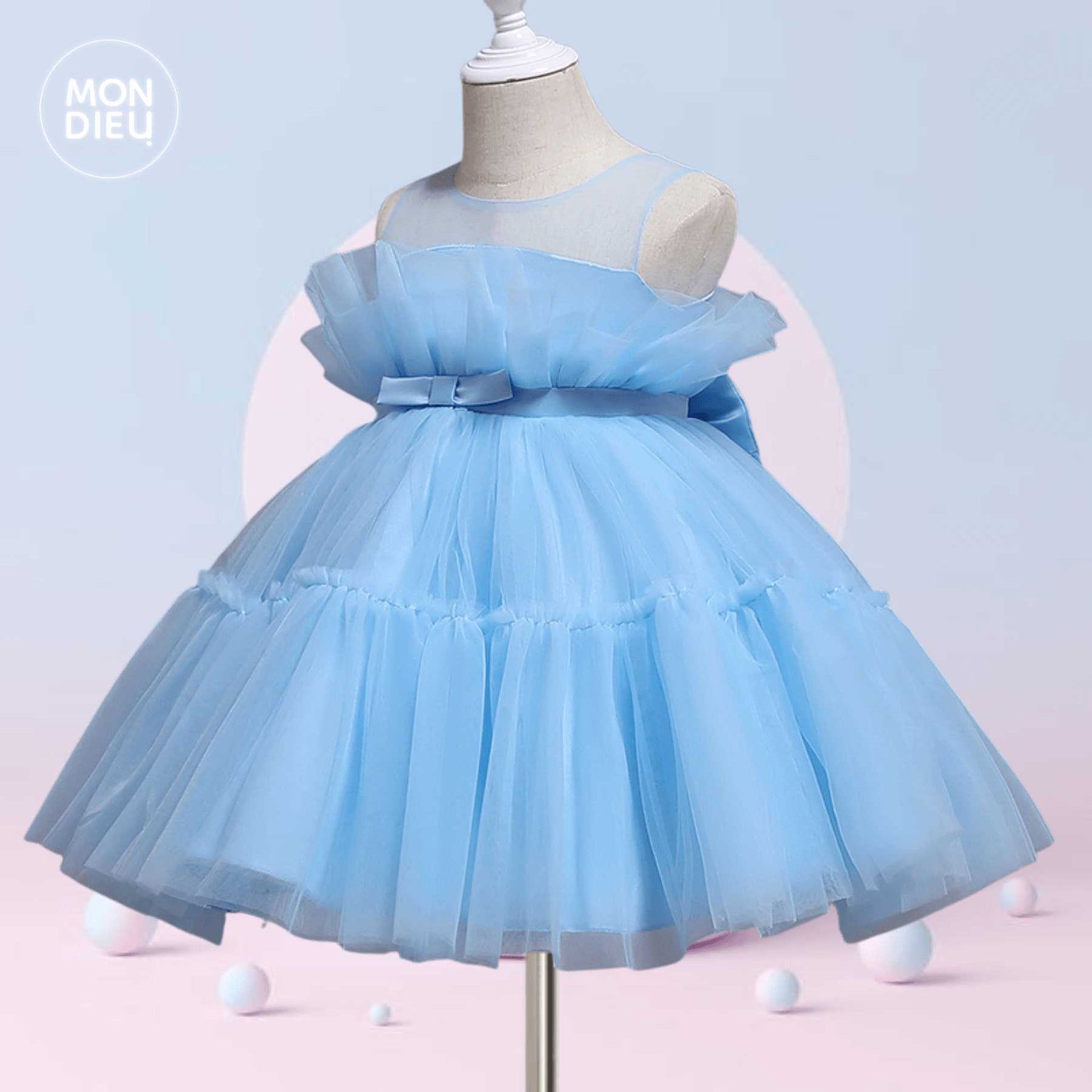 Vestido Odette color azul para niñas Mon Dieu!