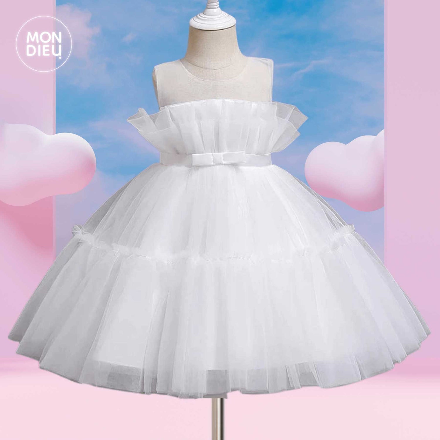 Vestido Odette color blanco para niñas Mon Dieu!