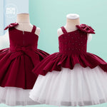 Vestido Paulina color tinto para niñas Mon Dieu!