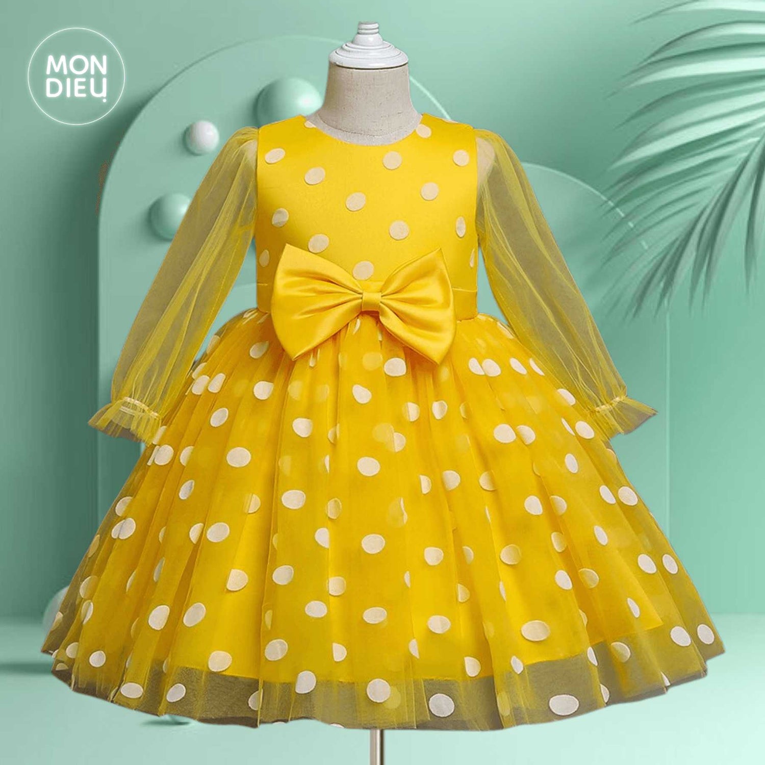 Vestido Sofia color amarillo para niñas Mon Dieu!