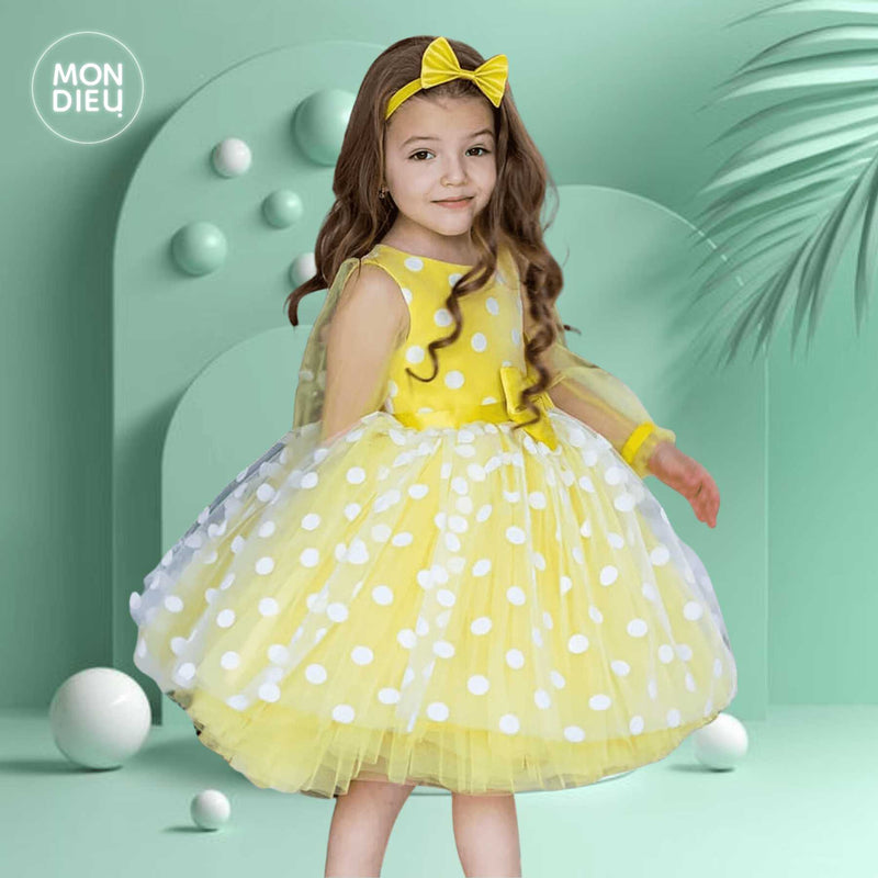 Vestido Sofia color amarillo para niñas Mon Dieu!