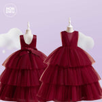 Vestido Tanya color tinto para niñas Mon Dieu!