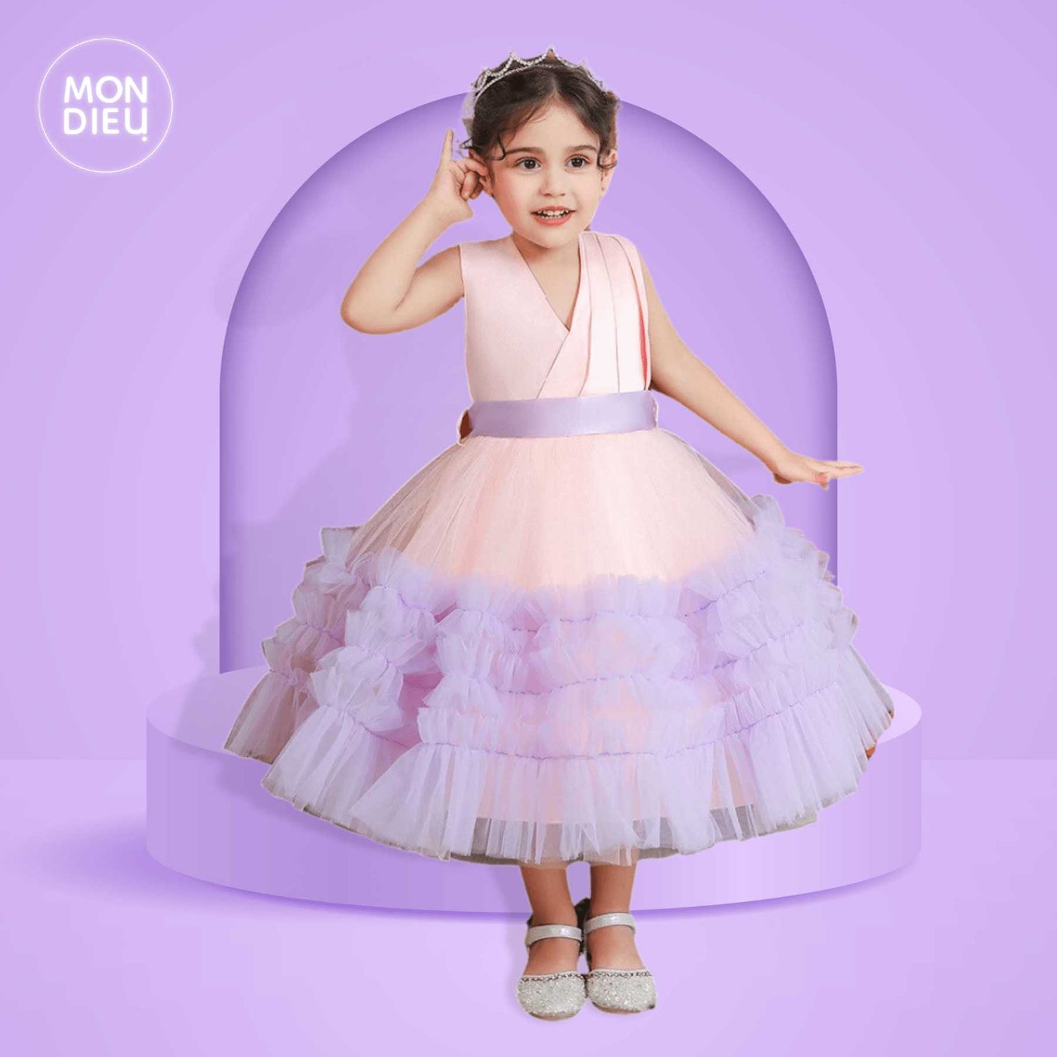 Vestido Victoria color lila para niñas Mon Dieu!