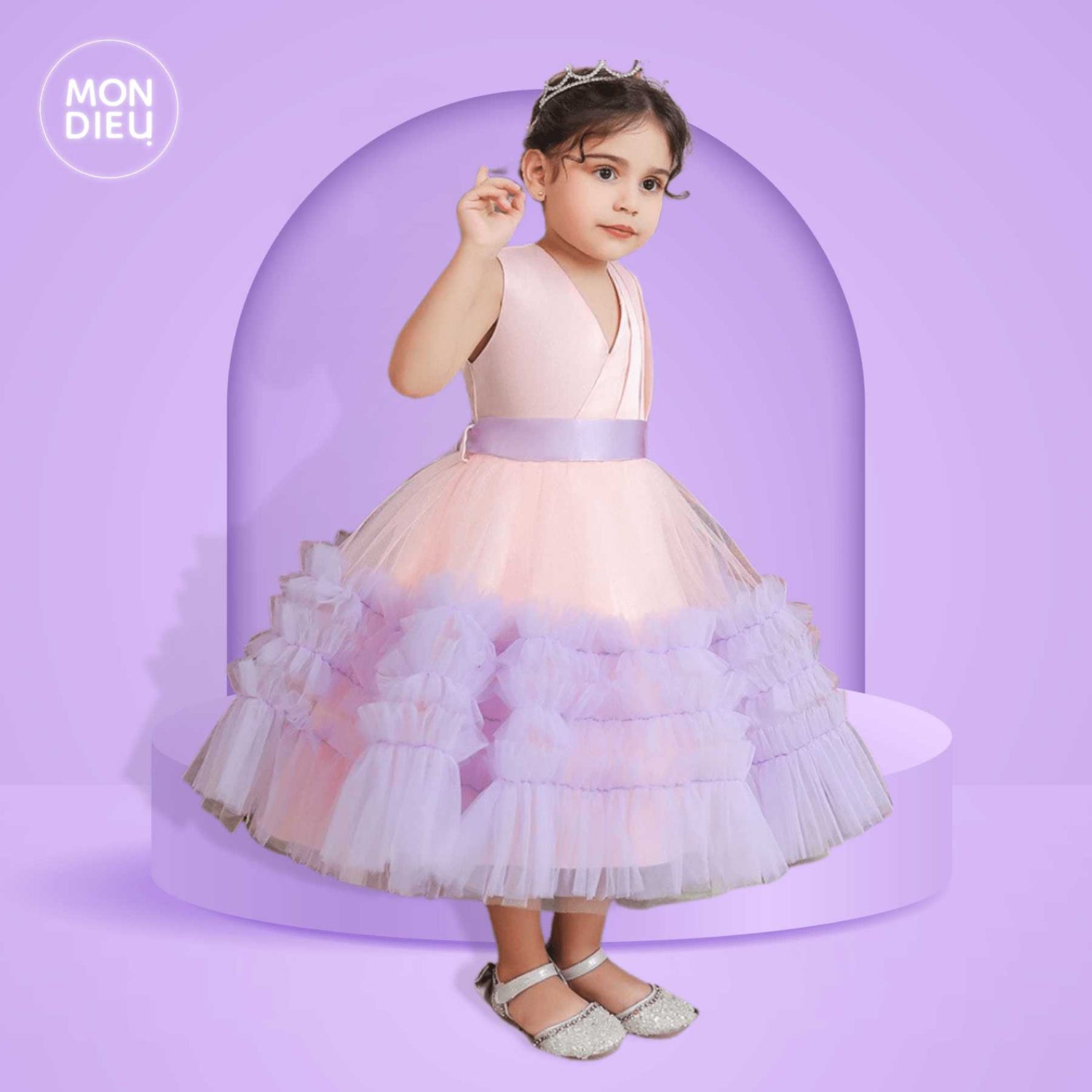 Vestido Victoria color lila para niñas Mon Dieu!