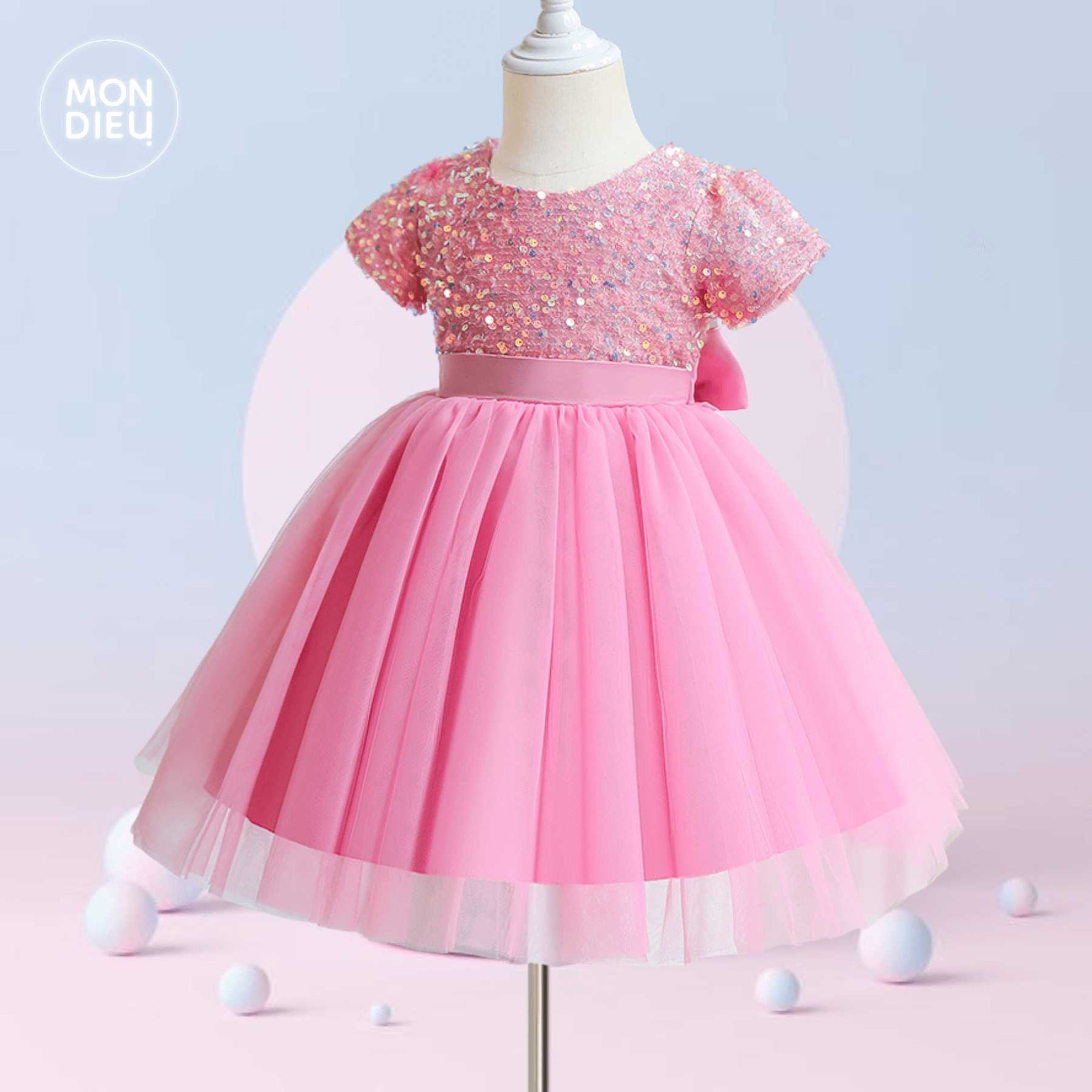 Vestido Yessica para niñas color Rosa Mon Dieu!