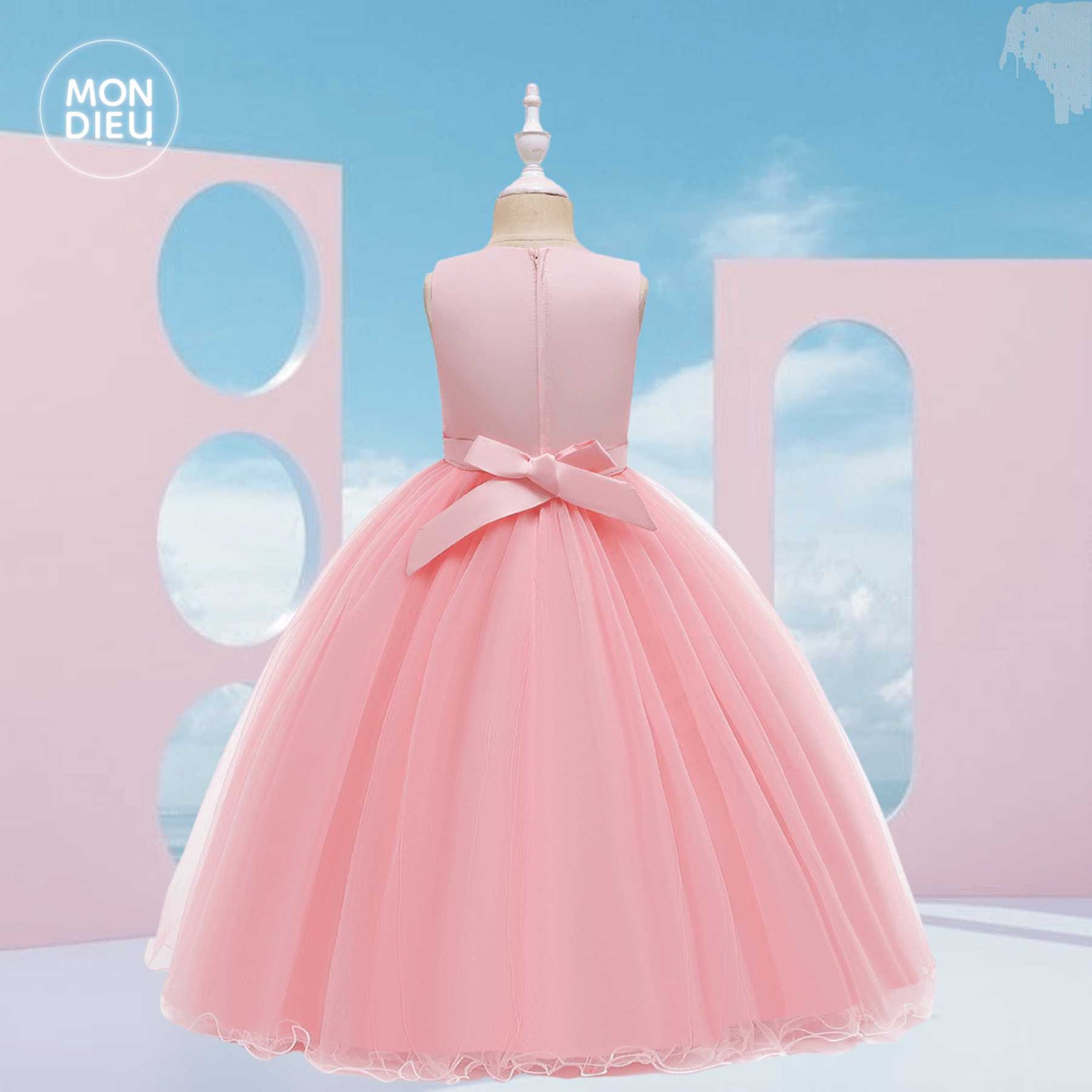 Vestido luisa color rosa para niñas Mon Dieu!