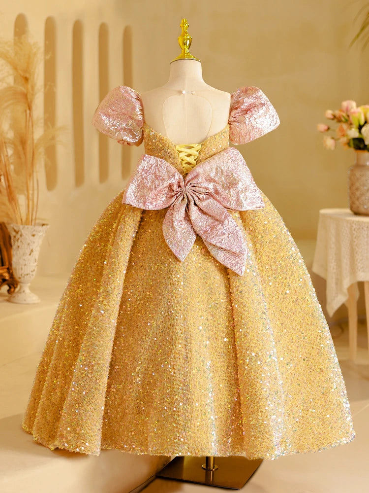 Vestido Jimena color dorado para niñas